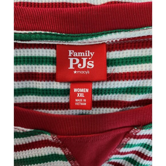Macy's Family PJs Red Green & White Striped Long-Sleeve Thermal Top XXL - Picture 3 of 4